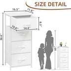 Tall Dresser for Bedroom with 4 Drawers, Storage Organizer Chest of Drawers with Removable Fabric Bins for Living Room Closet