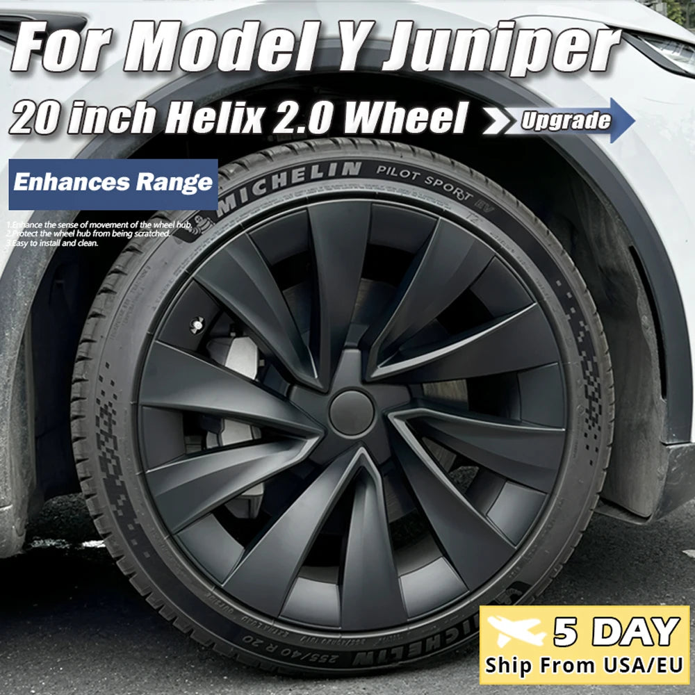 4PCS Hub Caps for Tesla Model Y Juniper 20-Inch Wheel Cover Performance Replacement Helix 2.0 Wheels Full Rim Accessories 2025