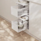 Large-Capacity Pull-Out Pot Storage Shelf Kitchen Sink Dual-Layer Cabinet Spice Organizer Pot Basket Pull out Shelf for Kitchen