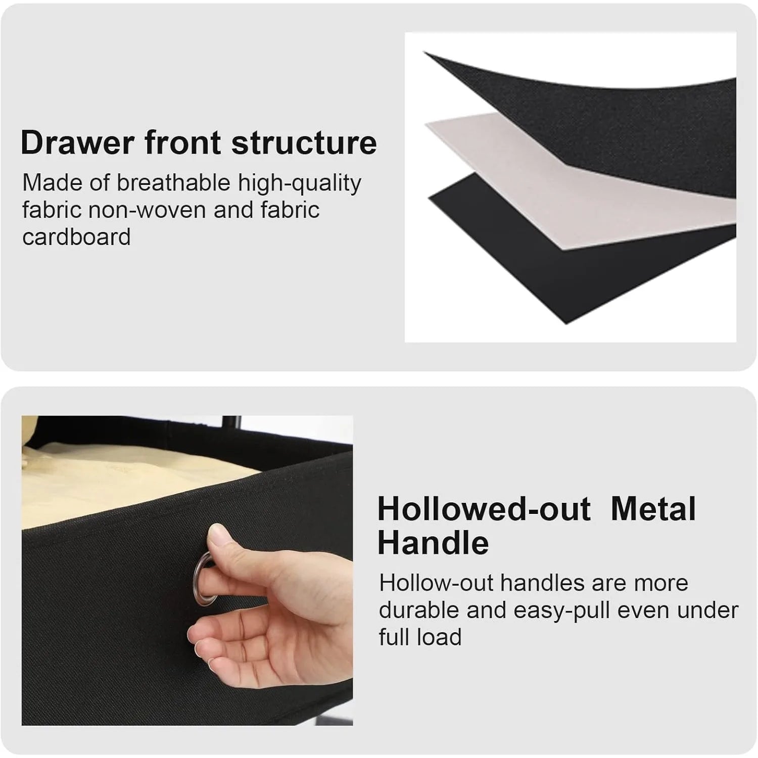 4-Drawer Fabric Closet Organizer | Foldable Clothes Storage Dresser for Bedroom/Dorm/Hallway | Easy Assembly Storage Bins, Black