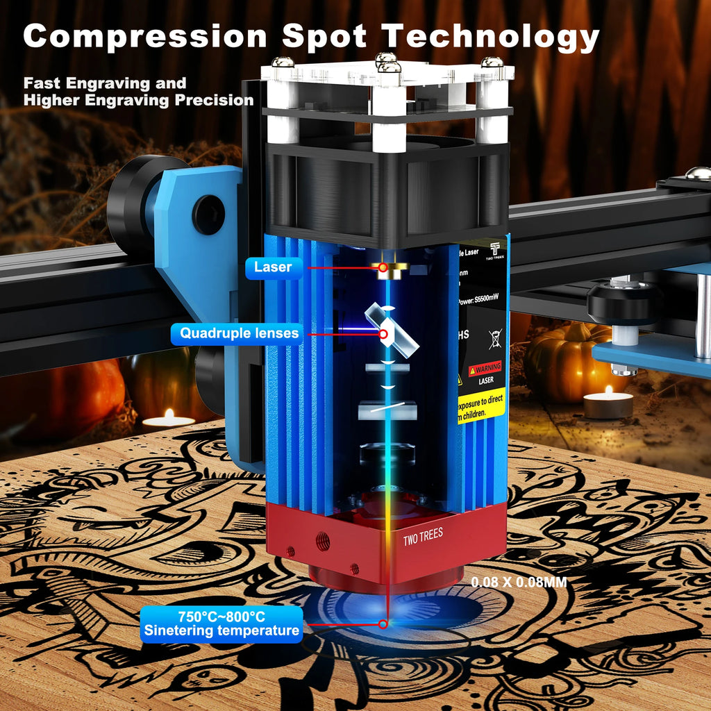 TwoTrees TTS-55 Pro 80W Laser Engraving Machine CNC Cutter with WiFi Offline Control for Wood Metal Acrylic 445±nm Blue Laser