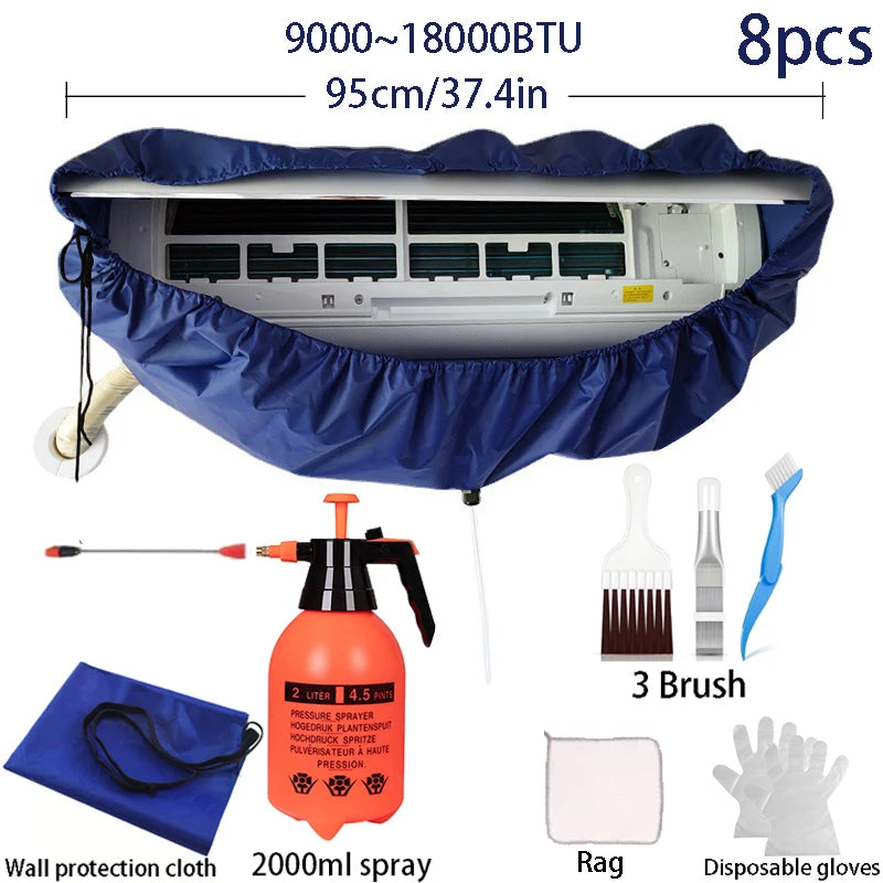 120cm Summer Air Conditioning Cleaning Bag Waterproof Kit Set Professional Hanging AC Dust Removal Sprayer Cleaner Brush Tools.