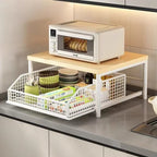 Multifunctional Single-Tier Countertop Storage Rack for Microwave Oven Rice Cooker - Household Kitchen Stand Organizer