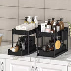 Kitchen Bathroom Under Sink Organizer 2 Tier Sliding Pull Out Drawer 1 Pack Storage Rack for Pantry Laundry Cabinet