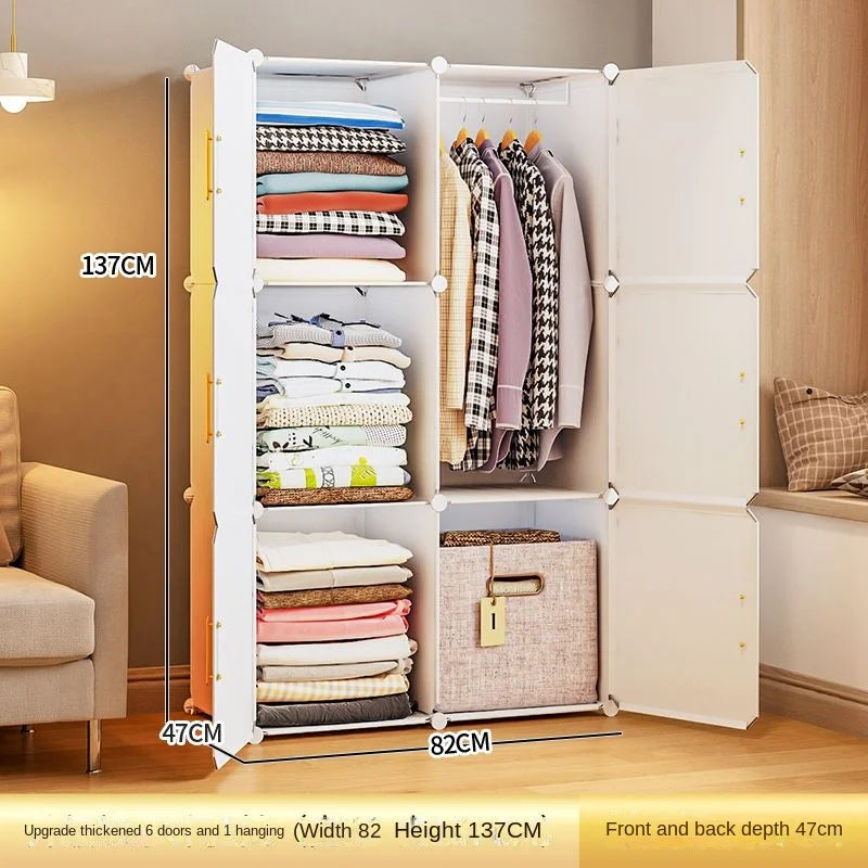 Folding Wardrobe Clothes Cabinets Simple Dressers Cube Storage Locke Closet Plastic Collapsible Sturdy Home Bedroom Furniture