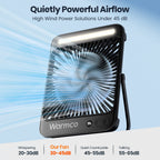 Warmco D4 Portable Desk Fan Rechargeable 20000mAh Camping Fan with Lig