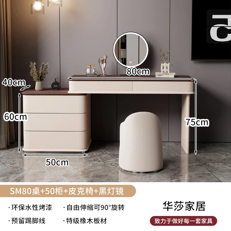 Makeup Mirror Wooden Dresser Set Bedroom Brown Natural Modern Vanity Dressers Nordic Storage Drawer Coiffeuse House Accessories