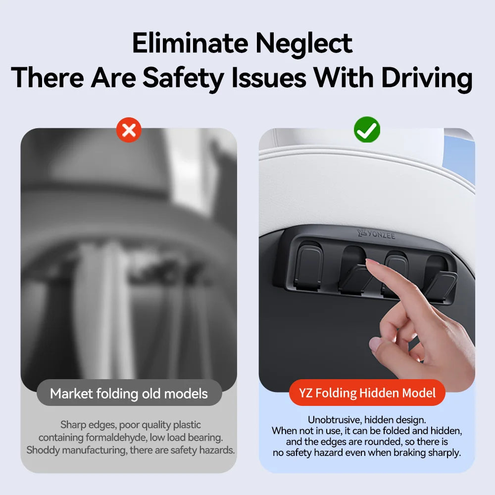 YZ for Tesla Model Y 3 Highland Juniper 2021-25 Folding hidden hooks for back seat ABS material Automotive Interior Accessories