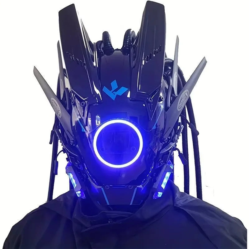 Rechargeable LED Helmet Mask Futuristic Light-Up Face Cover for Rave Festival Cosplay Party RGB Programmable Adjustable Gear