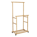 Double Hanging Rails Clothes Rack on Wheels Free Standing Garment Rack with Rolling Wheels