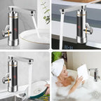 Electric Instant Heater Faucet Tankless Hot Water Heater Tap , Electric Hot Water Tap, LCD Temperature Display, 360 ° Mixed