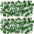 Simulation Fence Telescopic Fence Fake Flowers Green Leaves Artificial Faux Ivy Leaves Wooden Fence for Garden Decor Buildings