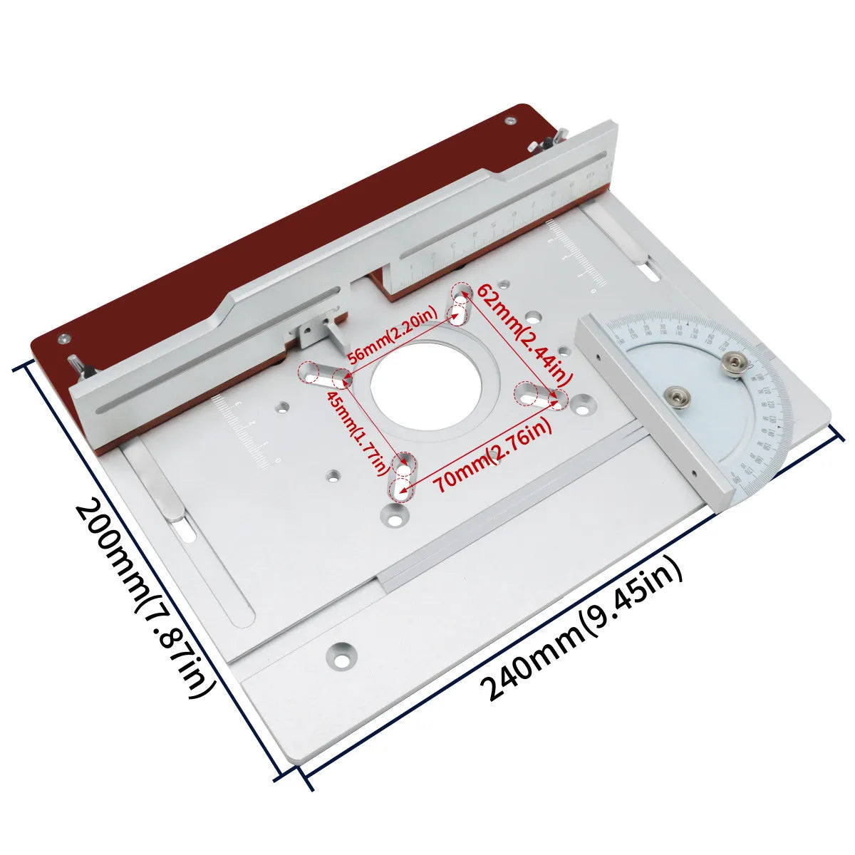 Router Lift -Aluminium Router Table Insert Plate with Tenoning Fence Electric Wood Milling Flip Board with Miter Gauge Guide Kit