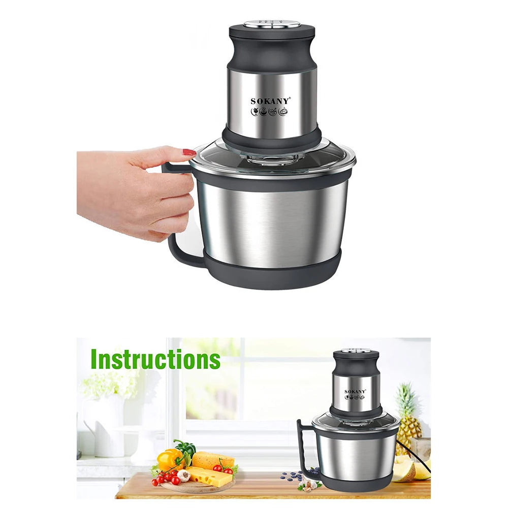 800W 3L Meat Grinder Electric Stainless Steel Blender Mixer Machine for Kitchen Food Processors Chopper Meat Mincer 220V 다지기 분쇄기