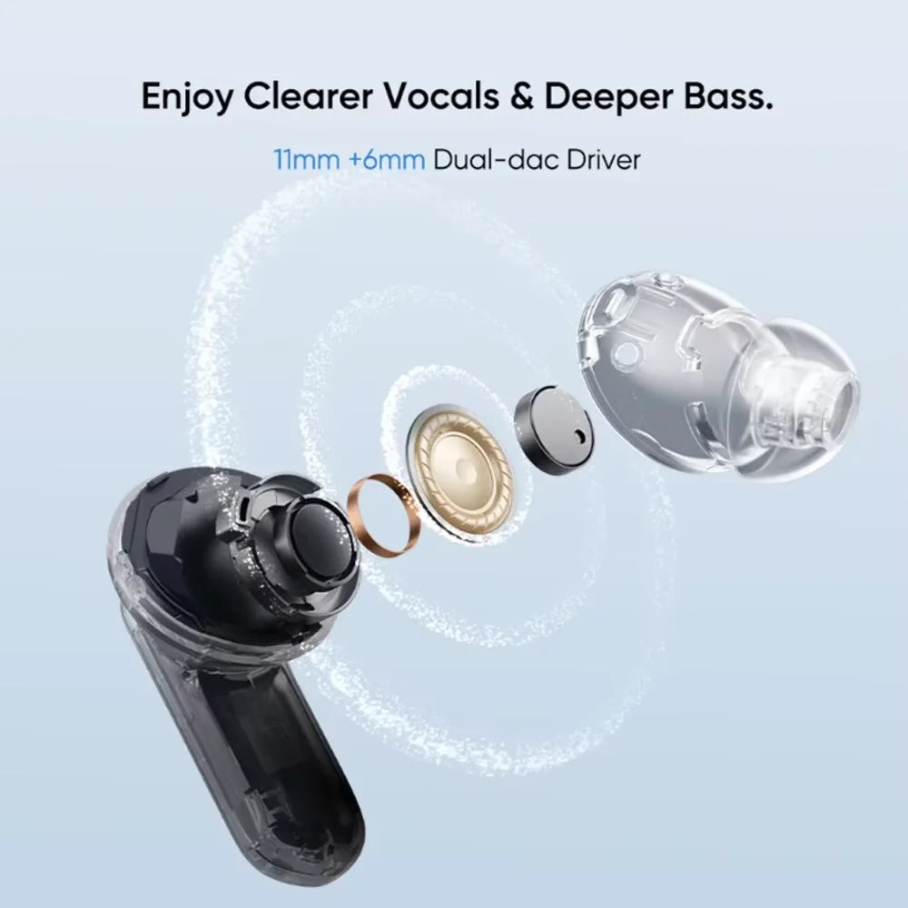 Global Version realme Buds Air 7 Pro Earphone 53dB Real-time Noise Cancellation 11+6mm Dual-DAC Driver Al Live Translator
