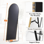 JHK-Full Length Arched Right Angle Mirror with Stand for Living Room, Sturdy Aluminum Alloy Frame, Bedroom Furniture, 59 "x 16"