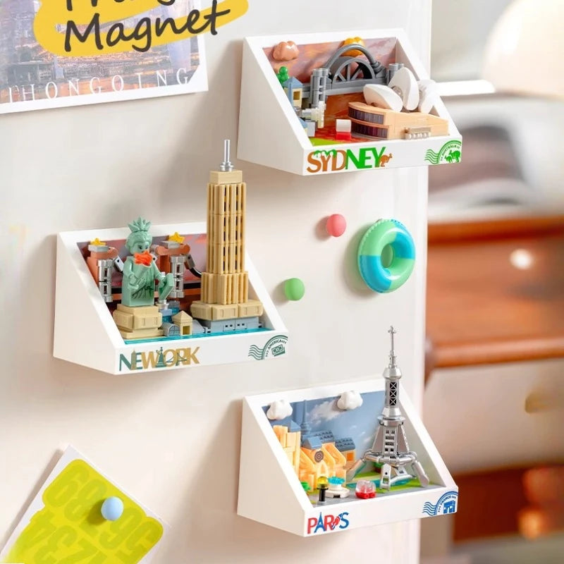 New York Magnetic Refrigerator Magnet Building Blocks Accessories London Landmark Building Paris Small Particle Model Toy Gift