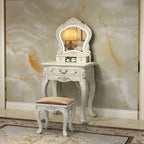 European Luxury Vanity Table Bedroom Mid Century White Makeup Dressing Table Cosmetics Chair Penteadeira Postmodern Furniture