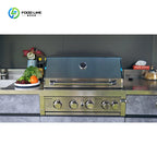 Customized Outdoor Kitchen Cabinet with Gas Stove Modular BBQ Island Stainless Steel for Patio Cooking