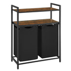 VASAGLE Laundry Basket, Laundry Hamper, Laundry Sorter with 2 Pull-Out and Removable Bags, 2 Shelves, 46L Capacity per Bag
