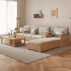 Nordic ash wood solid wood sofa combination fabric sofa modern simple large and small apartment living room