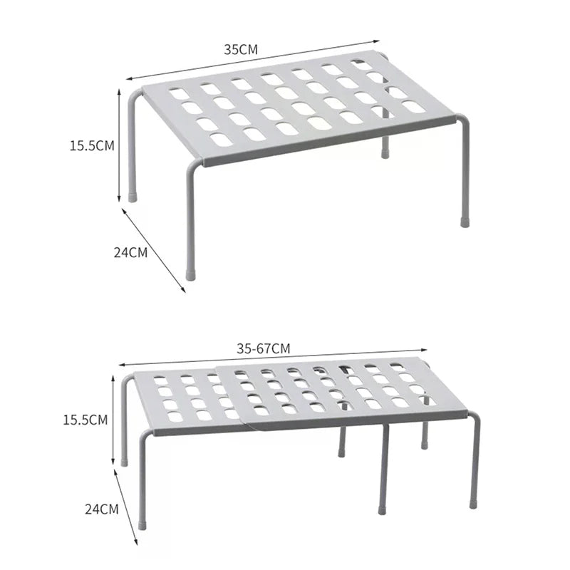 Kitchen Retractable Storage Rack Multi-Purpose Home Storage Rack With Hollowed-Out Design For Draining And Stain Prevention