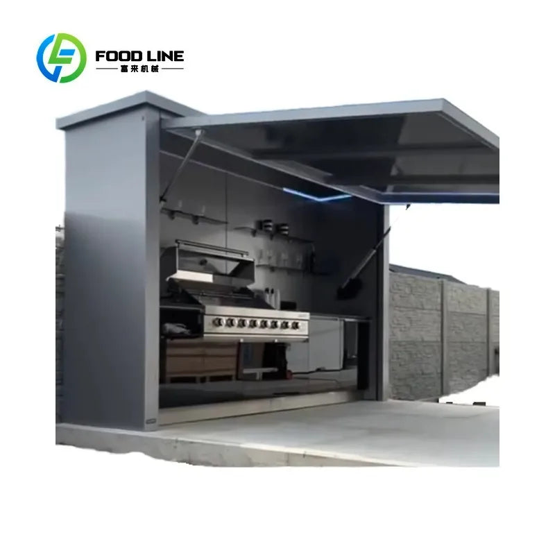 Customized Contemporary Modular Outdoor Electric Kitchen Unit Stainless Steel Waterproof Mobile Garden Cabinet with Flame Safety