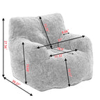 Soft Teddy Fabric Tufted Foam Bean Bag Chair With Teddy Fabric Ivory White