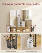 VASAGLE Mirror Cabinet Bathroom with Lighting Cable