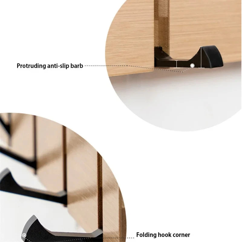 Foldable Bamboo Wall-Mounting Clothes Hooks Household Clothes Shelf Towel Coat Hook Door Hangers Bathroom Rack