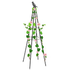 160cm Metal Garden Obelisk Trellis Plant Climbing Frame Climbing Plant Support with Bird Sculpture Weather-Proof Easy to Install