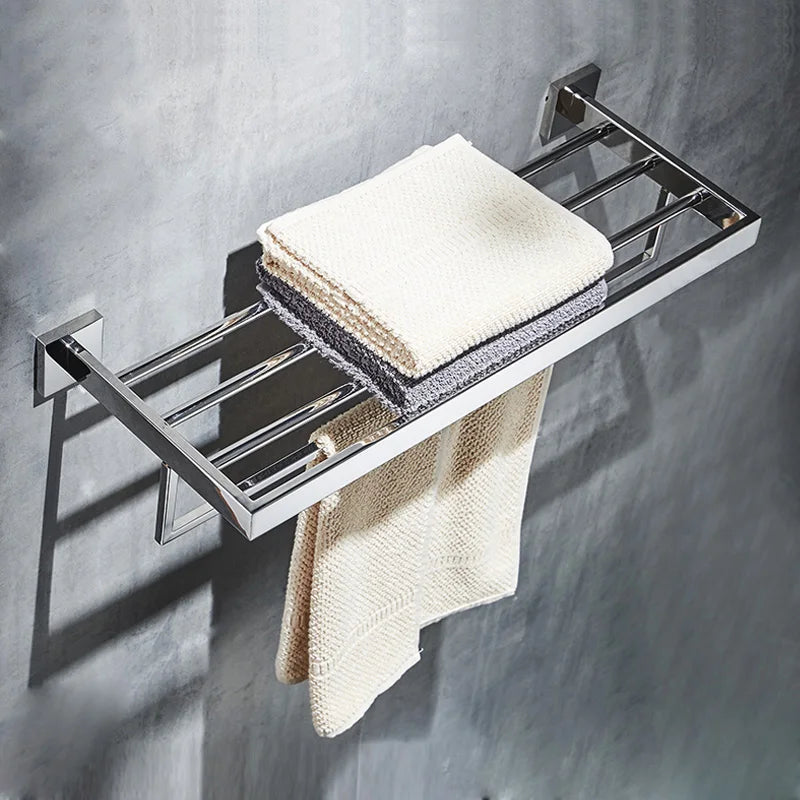 Chrome Polished Bathroom Hardware Mirror Chrome Polished Towel Rack Toilet Paper Holder Towel Bar Hook Bathroom Accessories