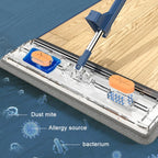 Flat Squeeze Mop with Folding Bucket Hand Free Washing Microfiber Replacement Pad Automatic Spin mops floor house cleaning