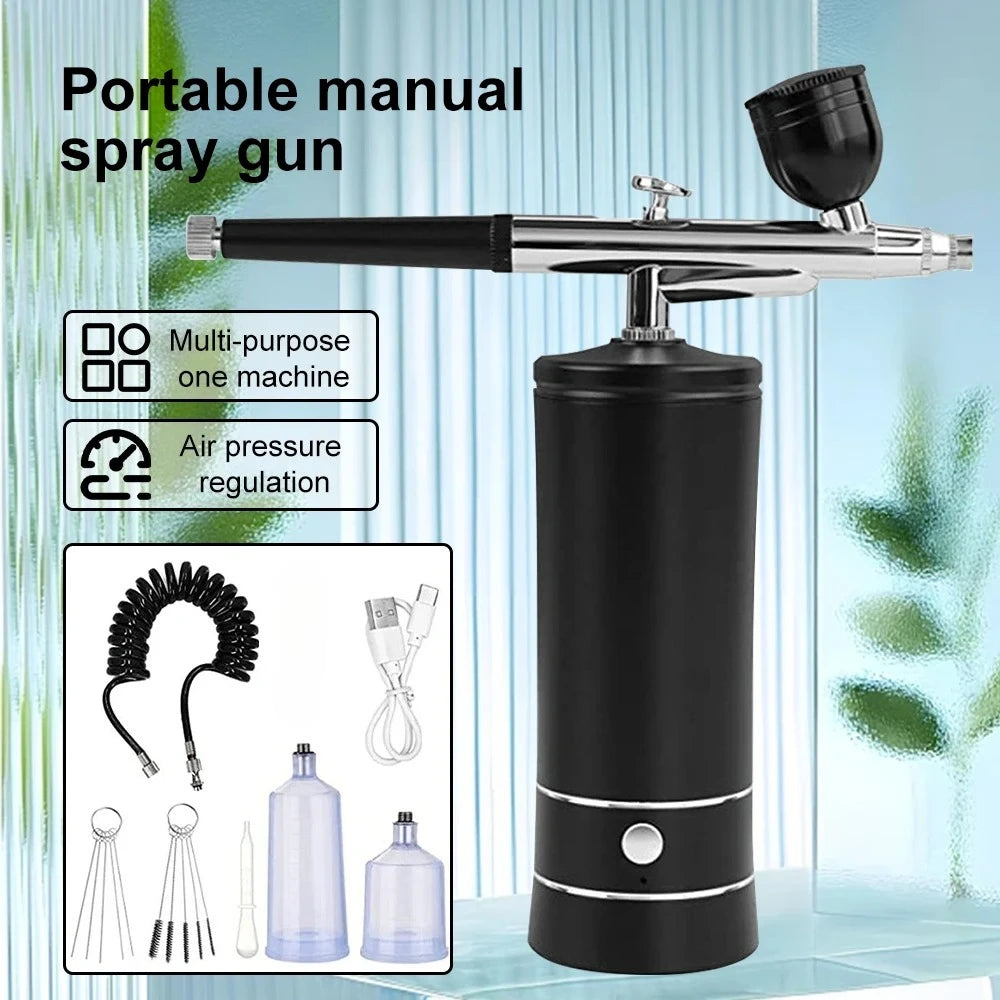 Airbrush Nail With Compressor Portable Air Brush Nails Compressor For Nail Art Paint Model Painting Crafts Wireless Spray Gun