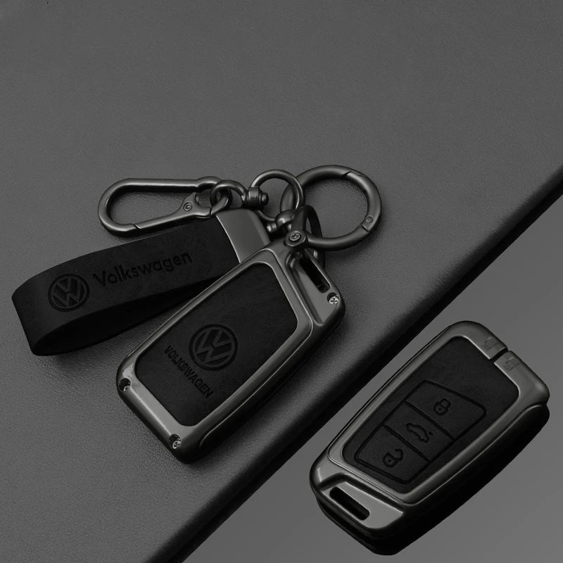 Leather Car Remote Key Case Full Cover Protection Shell for VW Volkswagen Magotan Magotan GTE Passat B6 B7 B8 CC Arteon Keychain