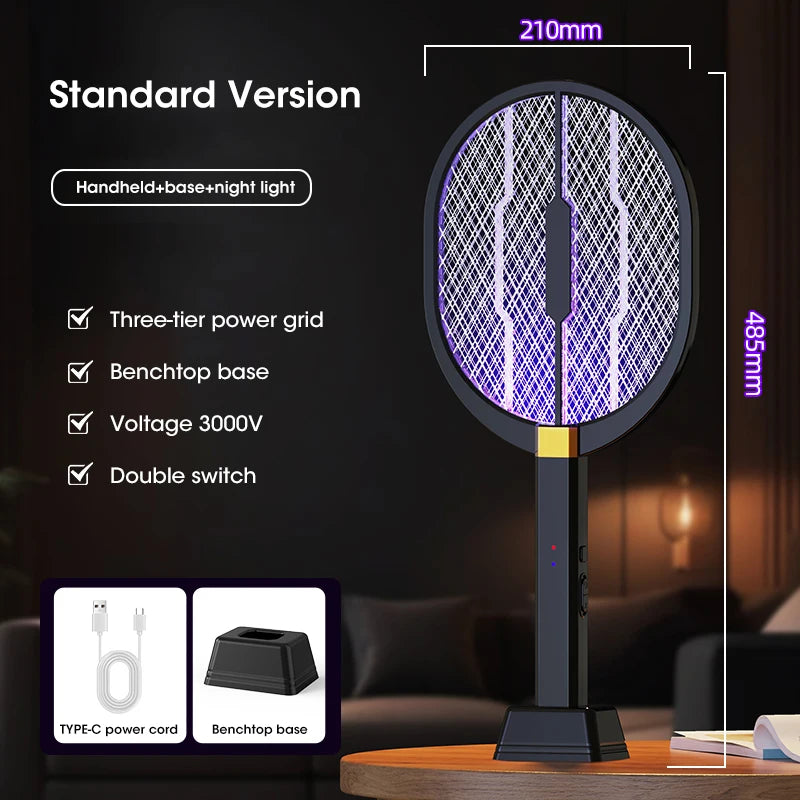 Electric Mosquito Swatter Usb Rechargeable With Purple Light Trap Insect Exterminator Anti-mosquito Device for Household Bedroom