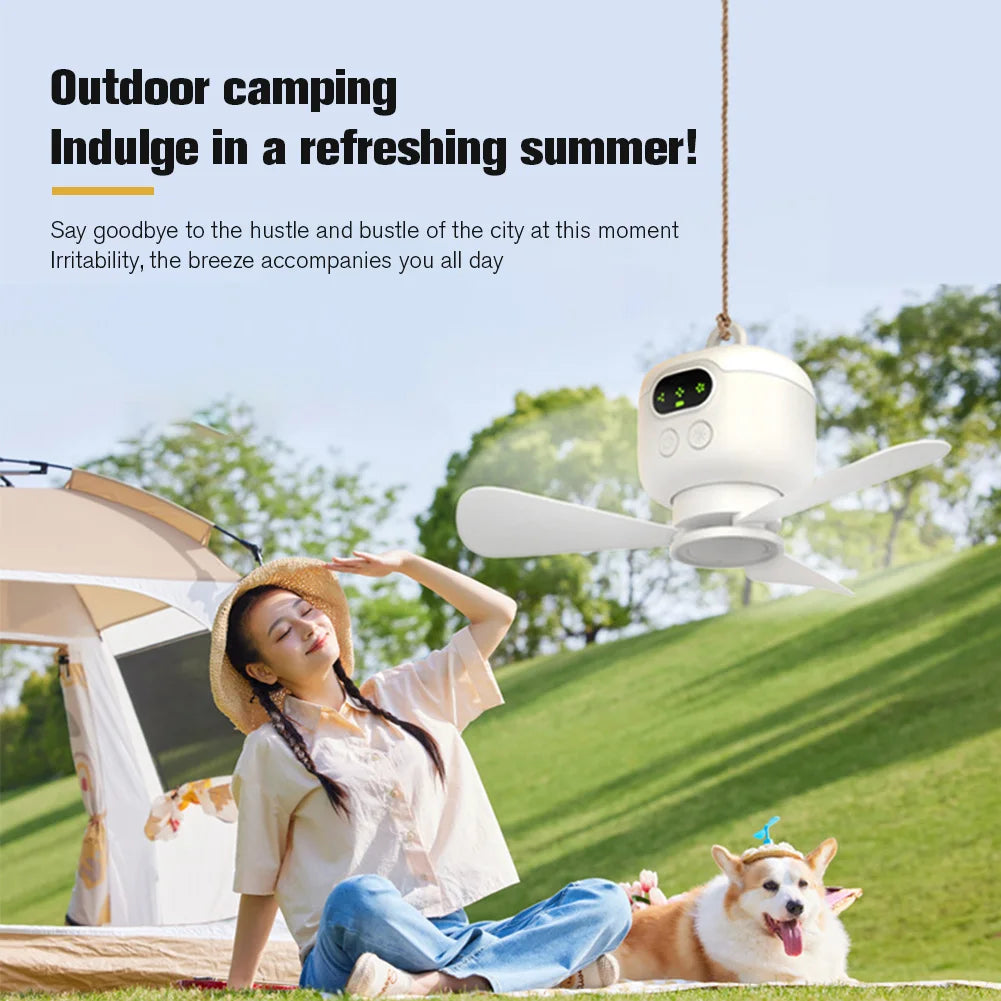 Portable Wireless Ceiling Fan Light Rechargeable Camping Fan with Remo