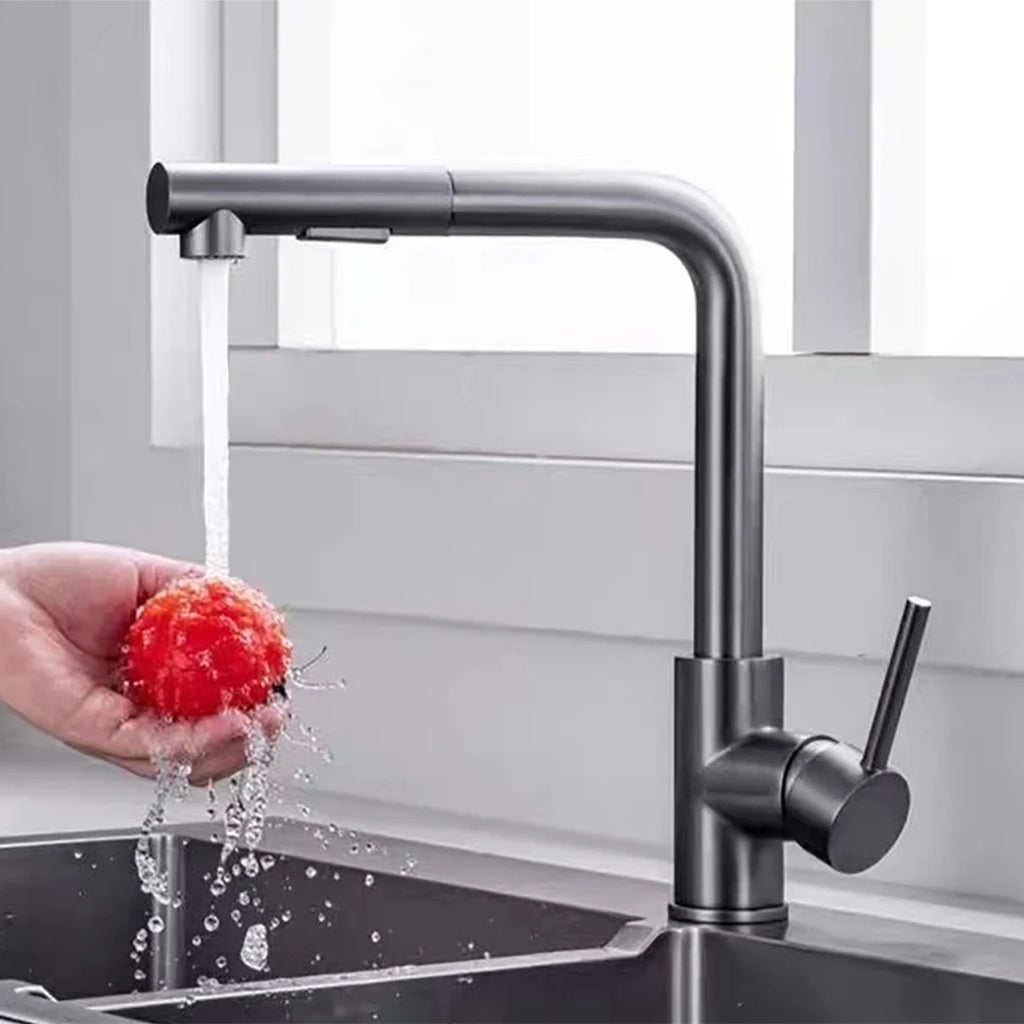 Pull-out Kitchen Faucet Smooth Pull-out Sprayer Dual Spout Mode (Pillar/Shower) One-Touch Switching Spout