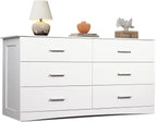 Wood Dresser for Bedroom, Wide Chest of Drawers with 6 Drawer, Oak Furniture Large Storage Tower Unit, Closet Store Organizer
