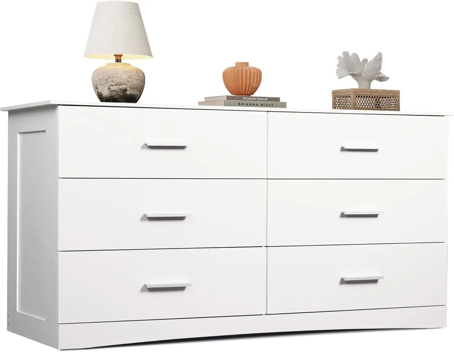 Wood Dresser for Bedroom, Wide Chest of Drawers with 6 Drawer, Oak Furniture Large Storage Tower Unit, Closet Store Organizer