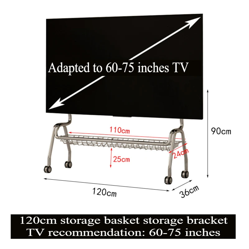 TV Stands Nordic TV Mobile Bracket Living Room Home Modern Simple Floor 32-75 Inch Stainless Steel Hanger with Wheels TV Cabinet
