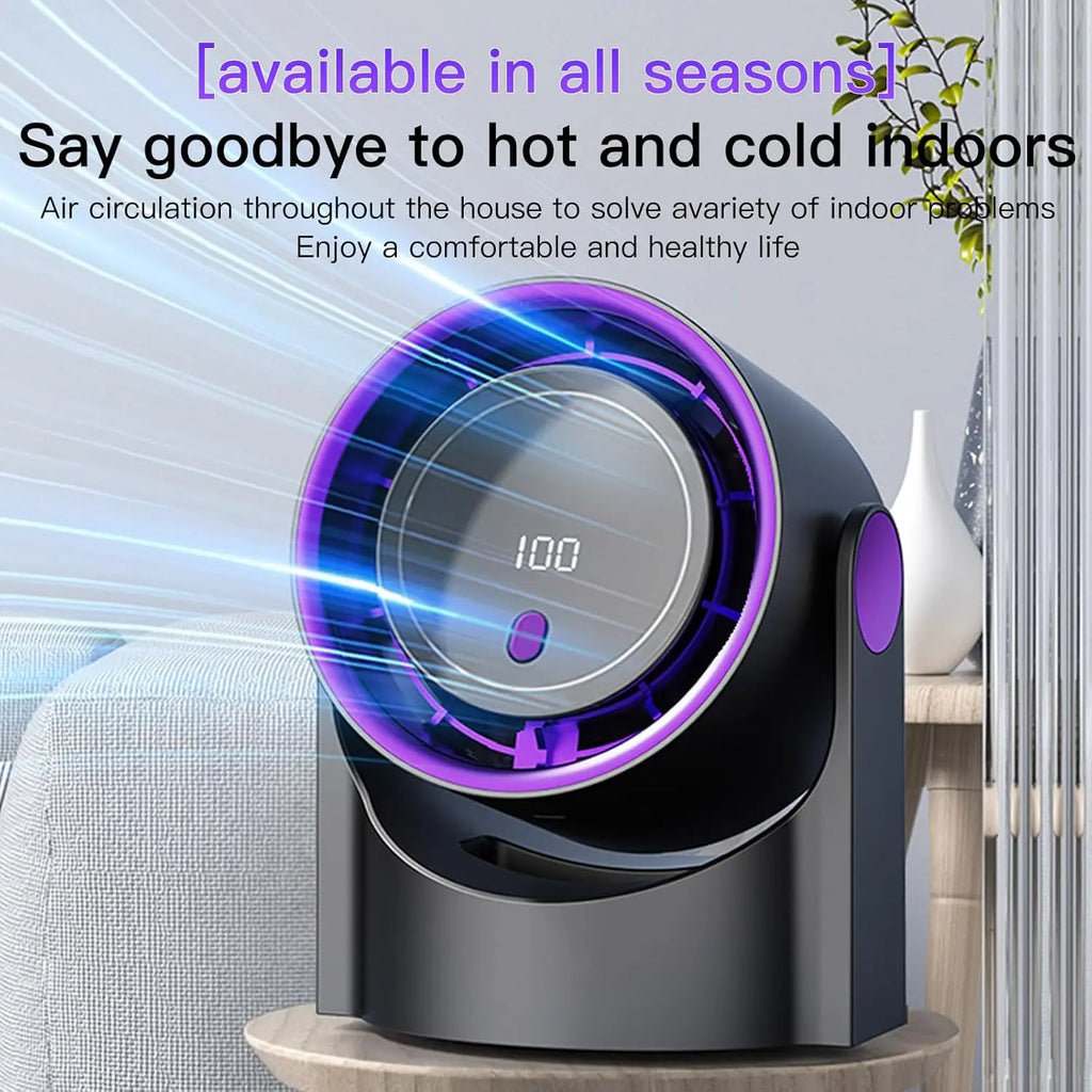 Desktop Smart Electric Fan 100 Wind Speed Settings Usb Charge Digital