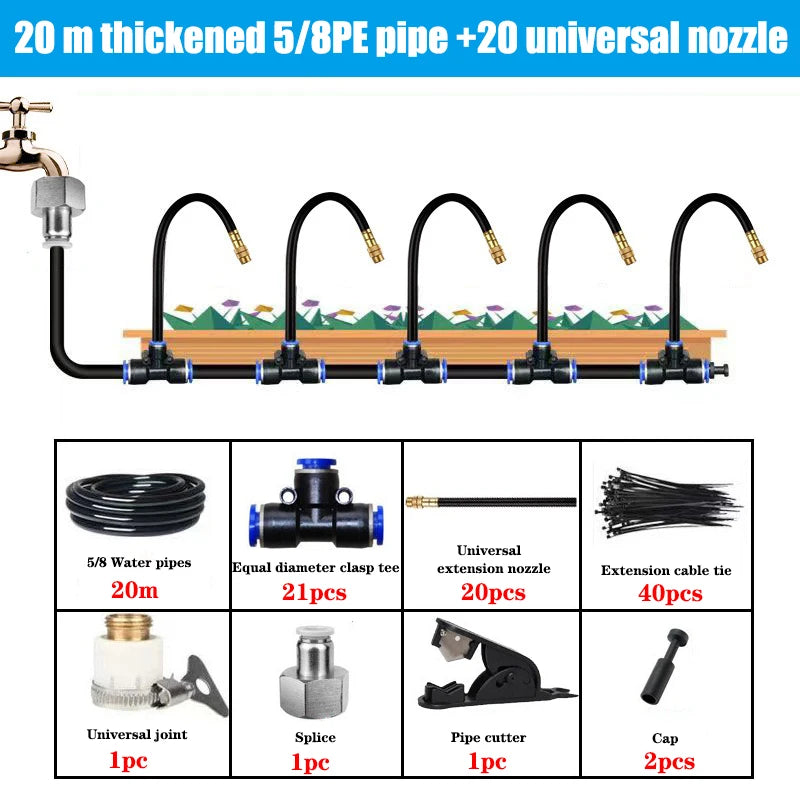 DIY 5-30M Free Bending Universal Spray Kit for Backyard Cooling Humidification Sprayer Garden Flowers Plant Watering Irrigation