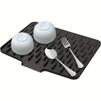 Kitchen Silicone Drain Mat with Built-in Drainage Design Easy to Clean Suitable for Countertops Sinks Refrigerators