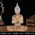 Transparent Sitting Buddha Statue Zen Gesture Thai Buddha Resin Figurine Sculpture Home Office Feng Shui Decoration Ornament