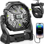 Camping Fan Portable with LED Light 20000mAh Rechargeable Battery Powe