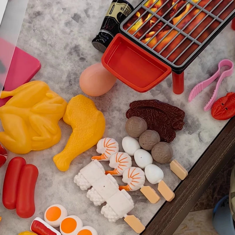 Children's Pretend Play Kitchen Toys Simulation Barbecue Cookware Cooking Food Role Play Educational Play House Toys