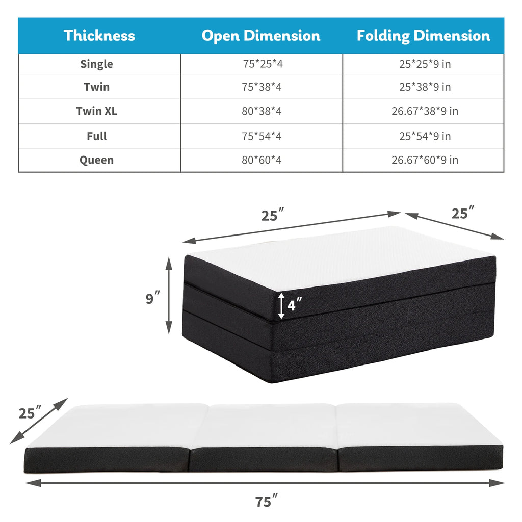 Three-Fold Portable Floor Bed
