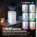 LOEFME Electric Dehumidifier 1000ML with Timer, Low Noise, 7 Color Light, Mini Air Dehumidifier, for Bedroom, Bathroom, Wardrobe