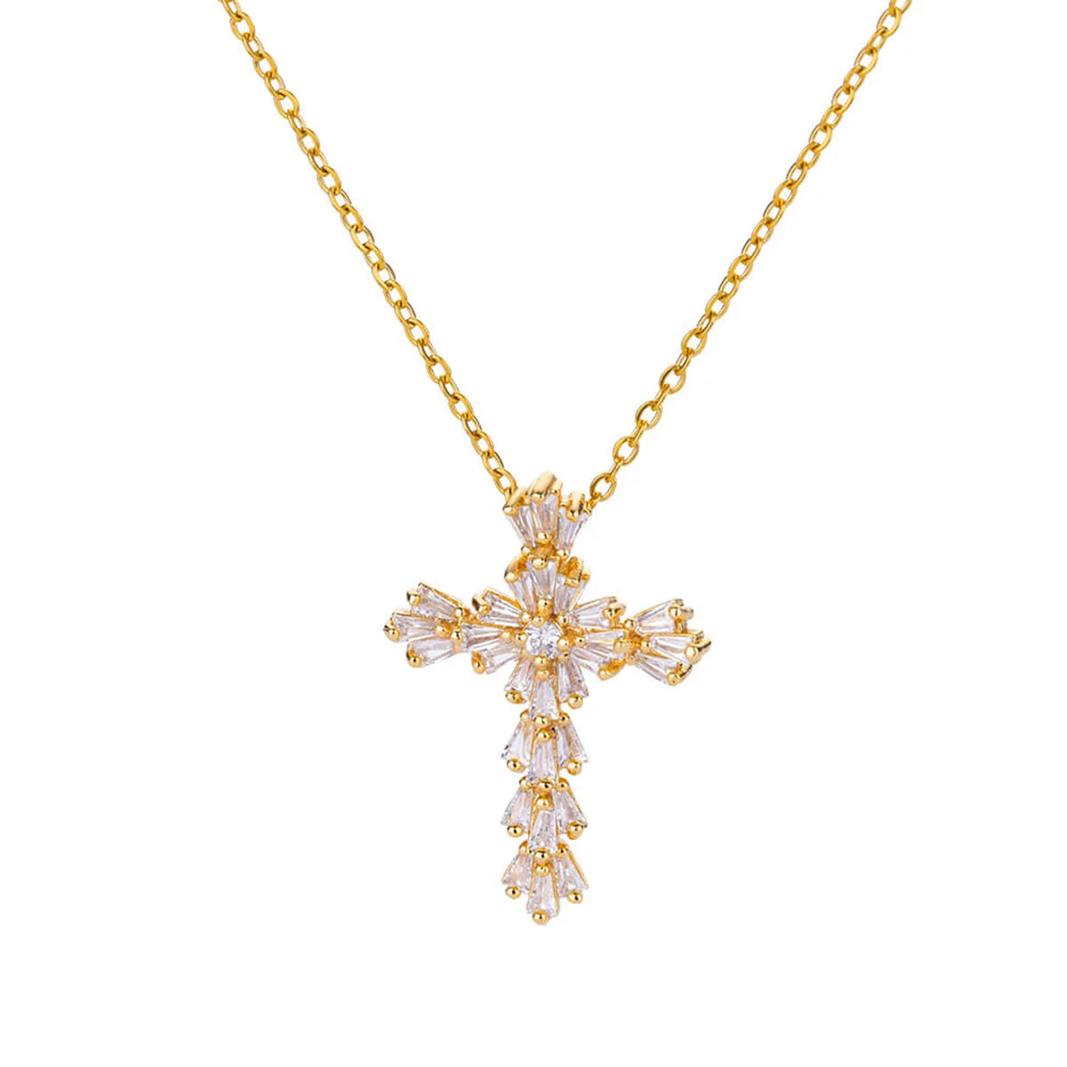 Luxury Zirconia Cross Pendant Necklace - Stainless Steel Crystal Chain for Women | AlluCanFind
